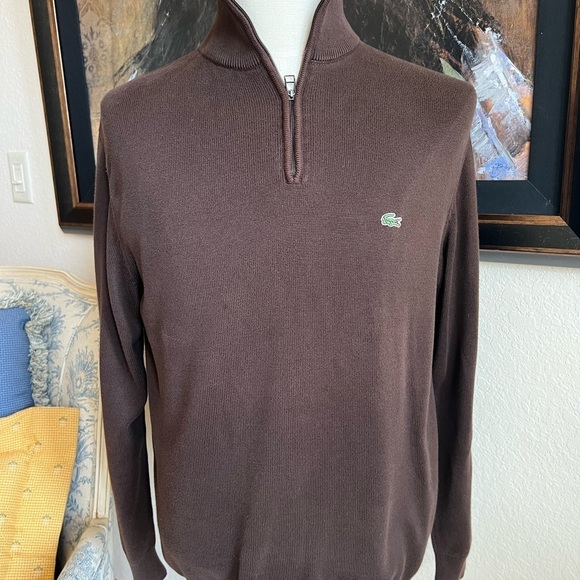 Lacoste Brown Zip up Sweater Size 5/XL - Picture 1 of 5